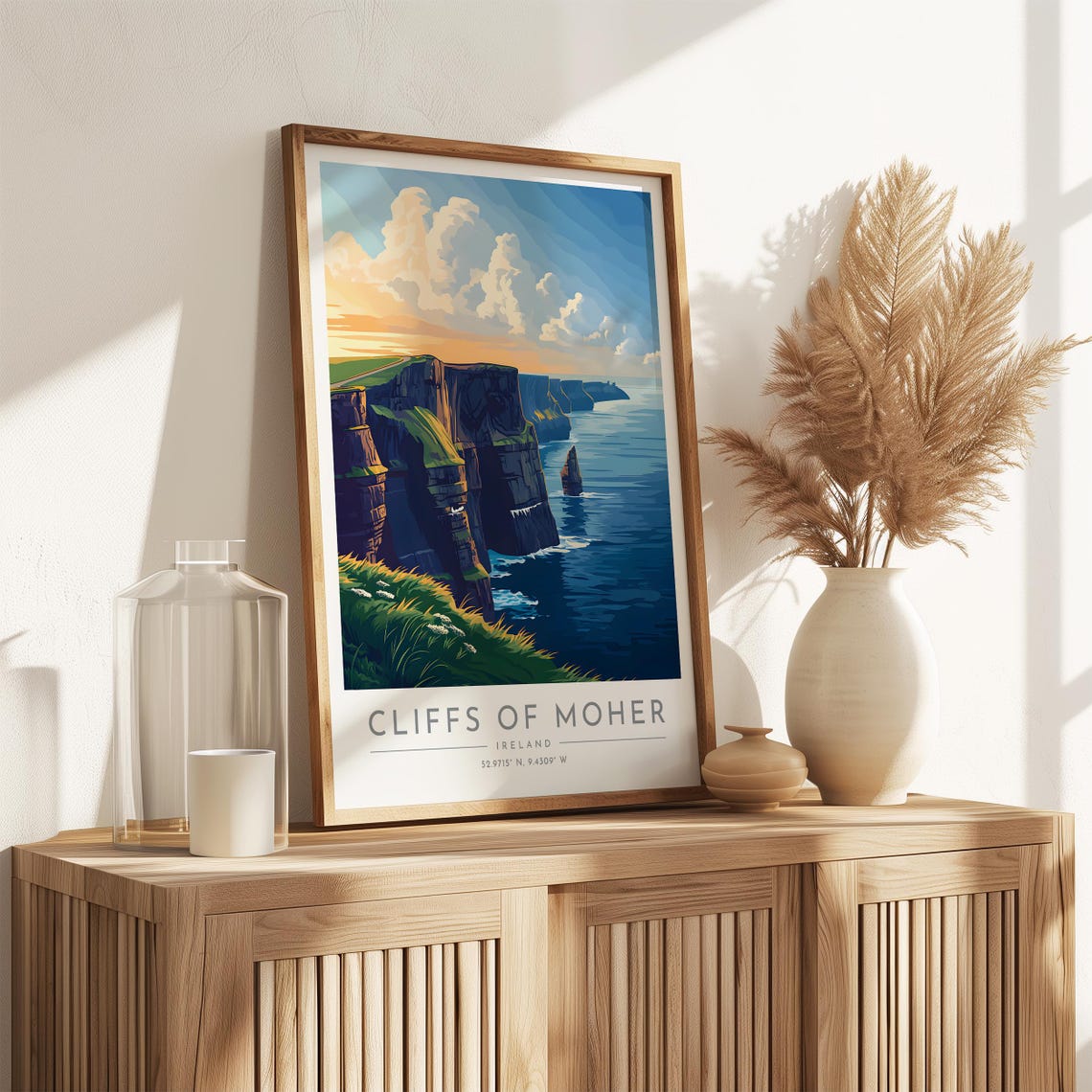 Cliffs of Moher Ireland Golden Sunset Ocean Cliffs Evening Poster - Image 3