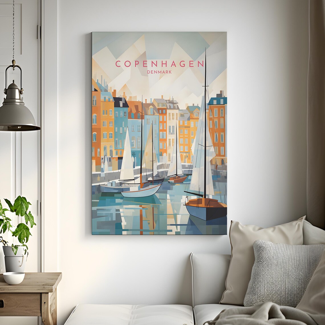 Copenhagen Denmark Harbor Sailboats Waterfront Travel Poster - Image 3