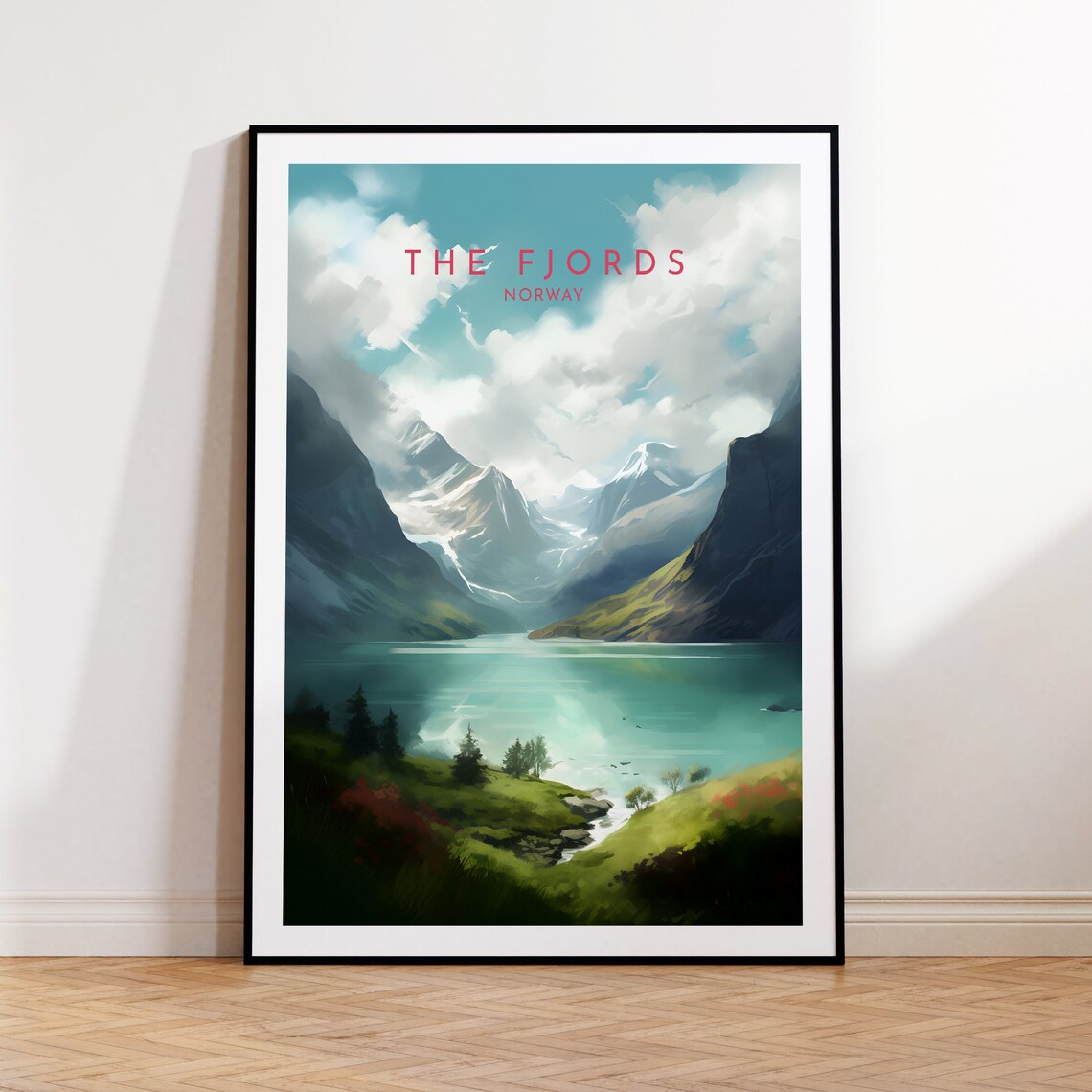 Norway Fjords Travel Poster, European Home Decor