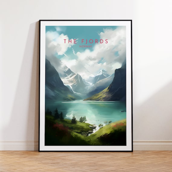 Norway Fjords Travel Poster, European Home Decor