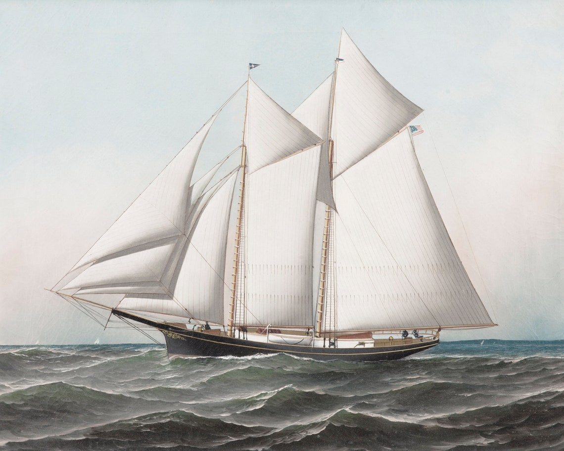 Vintage Nautical Ship Painting Antique Seascape Art - Image 3