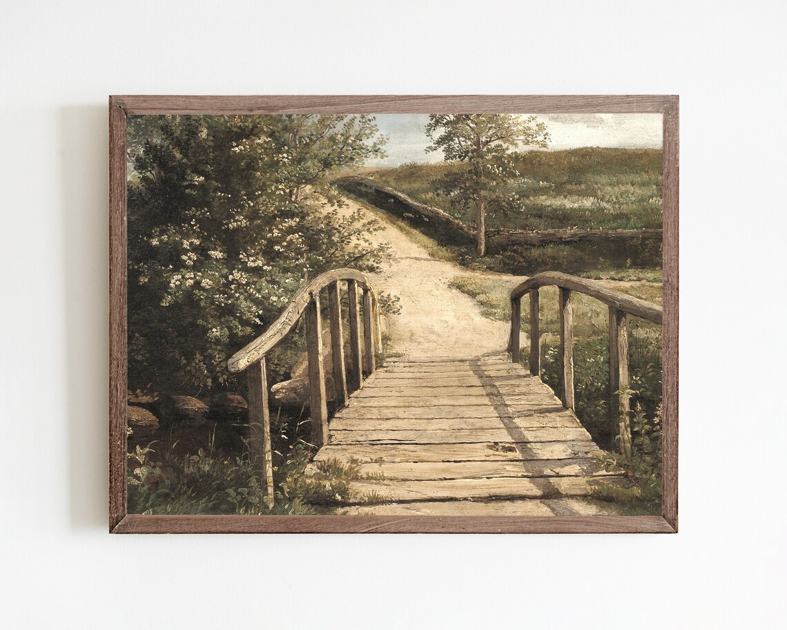 Vintage Farmhouse Rustic Country Landscape Art Print