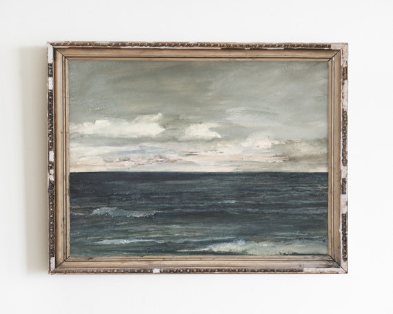 Vintage Ocean Painting, Coastal Wall Art Print