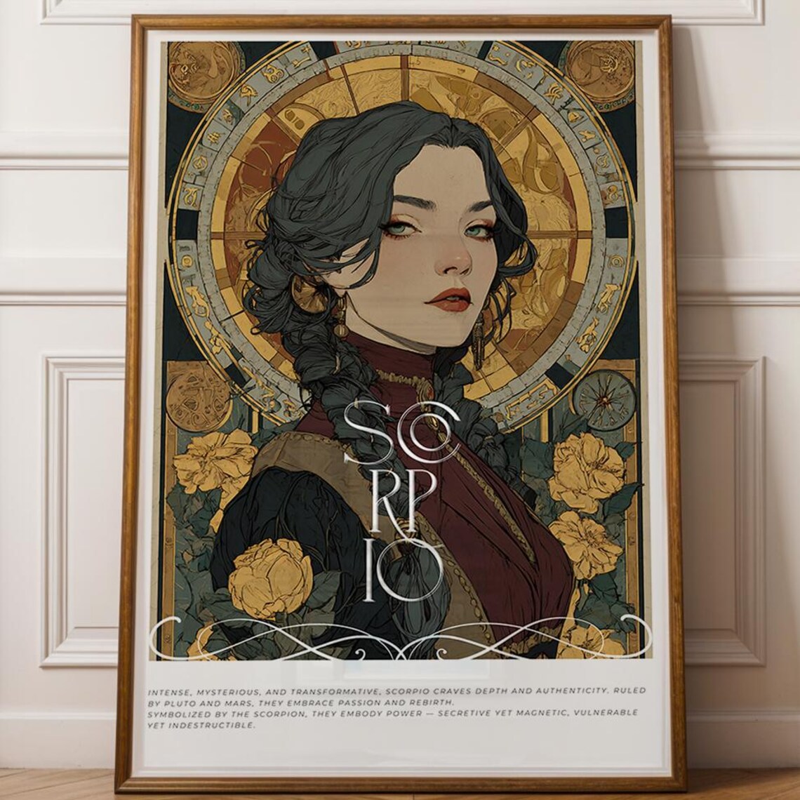 Art Nouveau Scorpio Zodiac Poster, Mucha Inspired Print