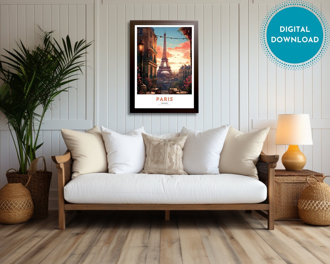Paris Travel Poster Of France Art Nouveau Gift For Lovers Of Paris France Wall Art Decor Of Paris Painting - Image 3