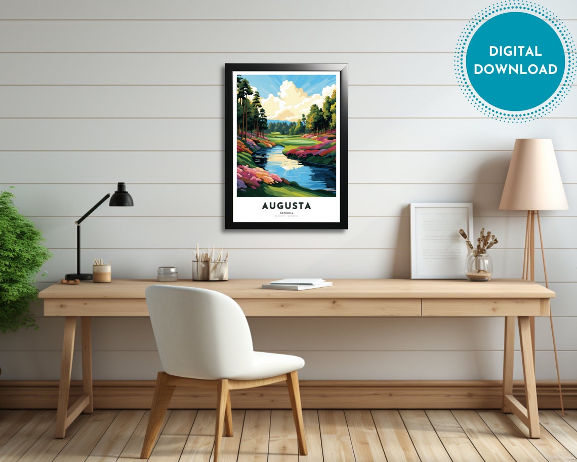 Augusta Travel Poster Of Georgia Art Nouveau Gift For Lover Of Augusta Georgia Wall Art Decor Of Masters Painting - Image 3