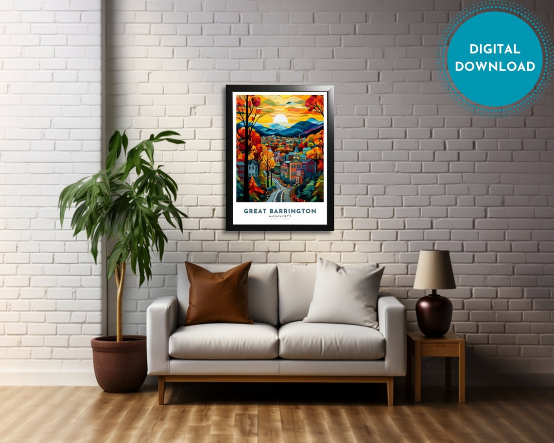Great Barrington Massachusetts Moonrise Over Mountains Travel Poster - Image 3