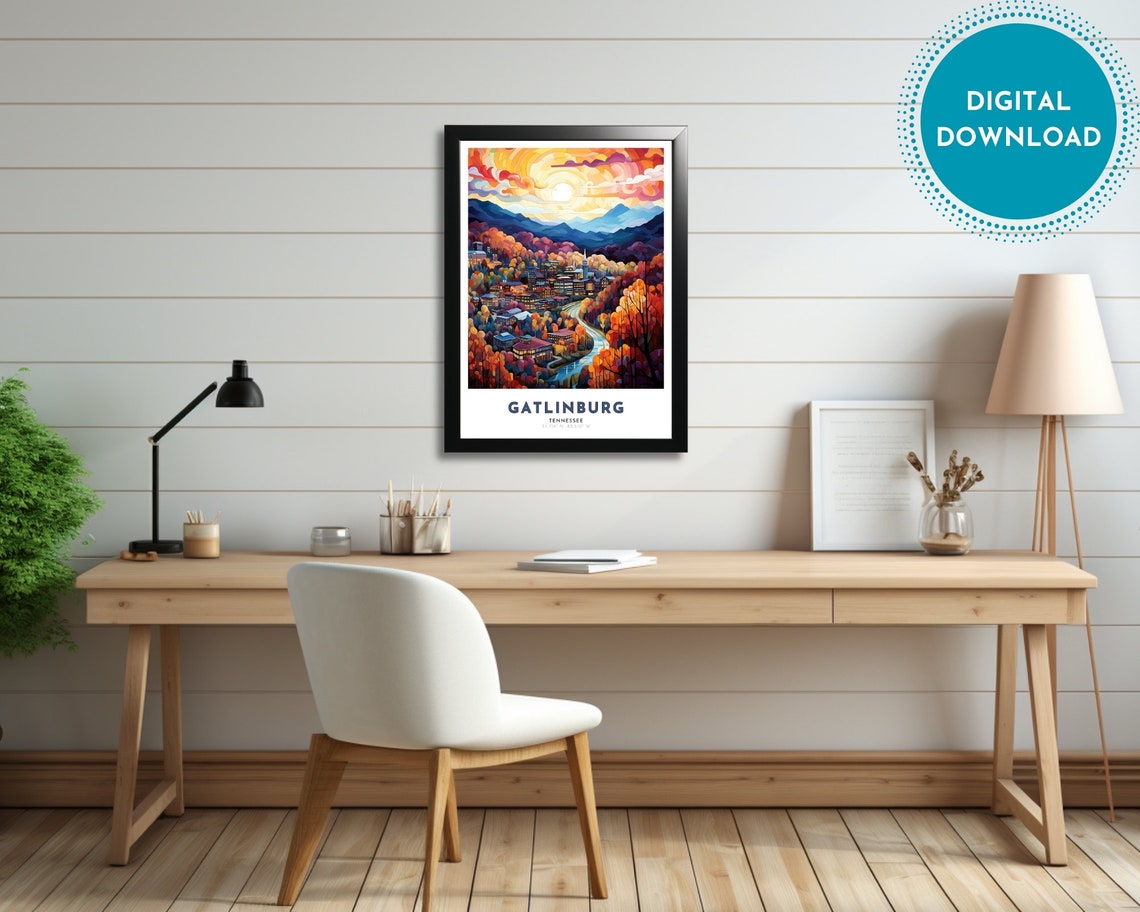 Gatlinburg Travel Poster Of Tennessee Art Nouveau Gift For Lovers Of Gatlinburg Tennessee Wall Art Decor Of Gatlinburg - Image 3