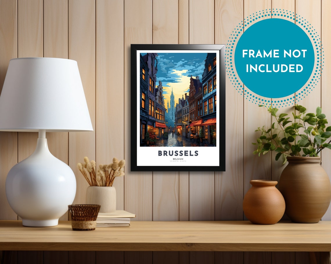 Brussels Travel Poster Of Belgium Art Nouveau Gift For Lovers Of Brussels Belgium Wall Art Decor Print Of Flanders Painting - Image 2