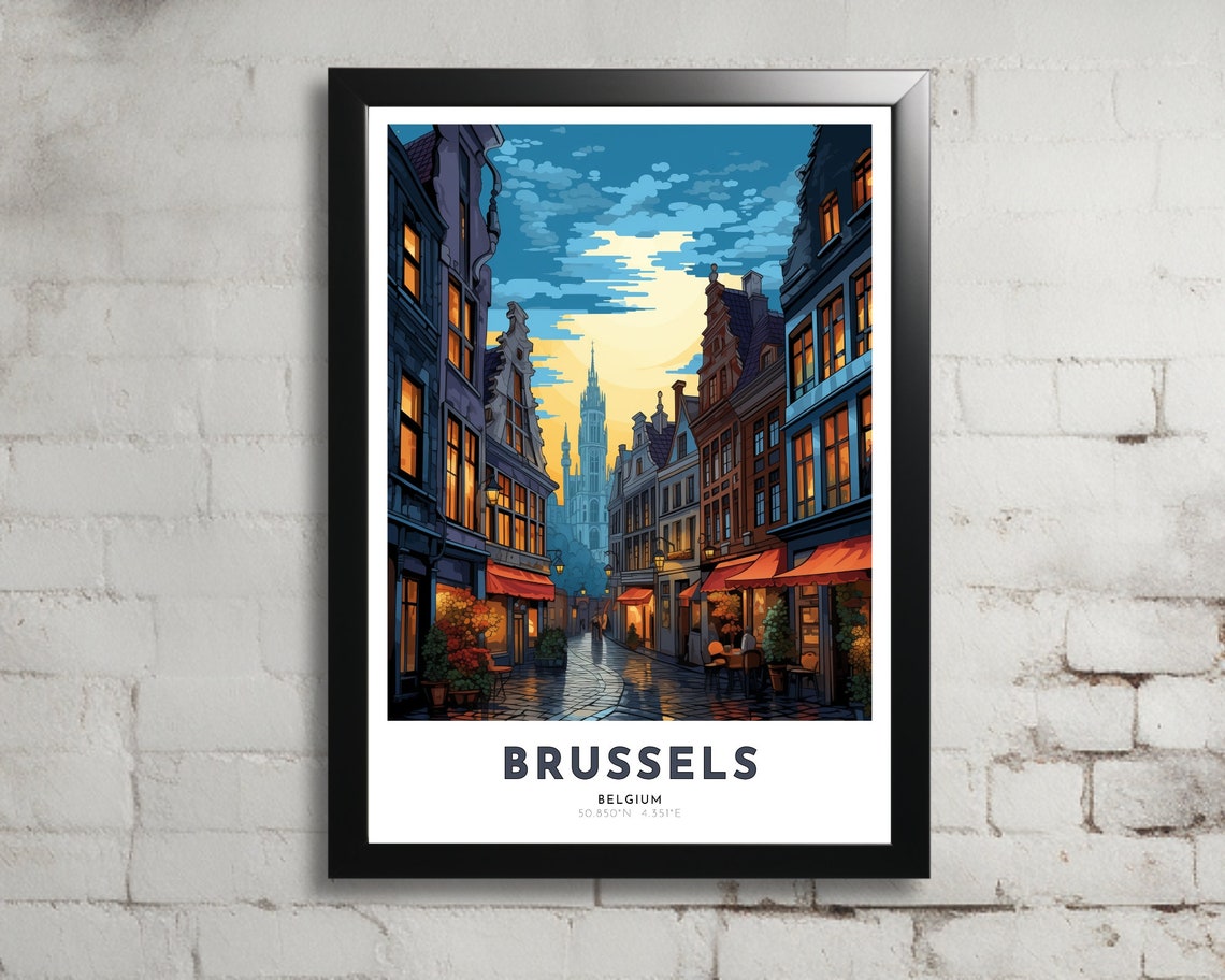 Brussels Travel Poster Of Belgium Art Nouveau Gift For Lover Of Brussels Belgium Wall Art Decor Of Flanders Painting