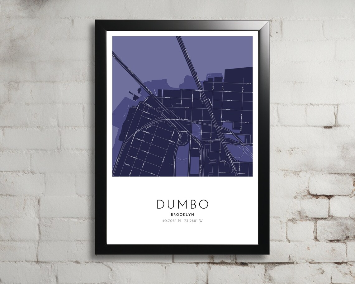 Dumbo Brooklyn New York Navy Street Map Neighborhood Wall Art