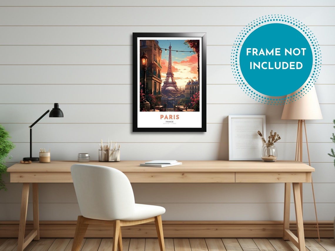 Paris France Art Nouveau Travel Poster French Wall Art Vibrant Colors Romantic Abstract Streetscapes Cityscapes Cafe Print - Image 2