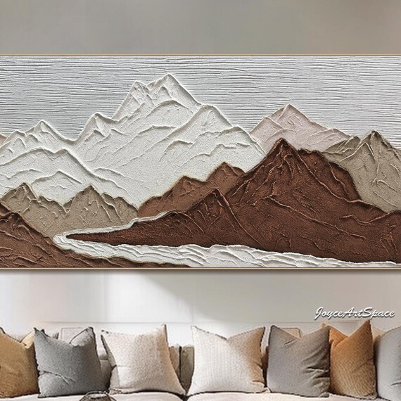 Abstract Mountain Wall Art Oil Painting On Original Acrylic Painting Large Abstract Earth Tone Wall Art Texture Wall Art 3d Wall Art