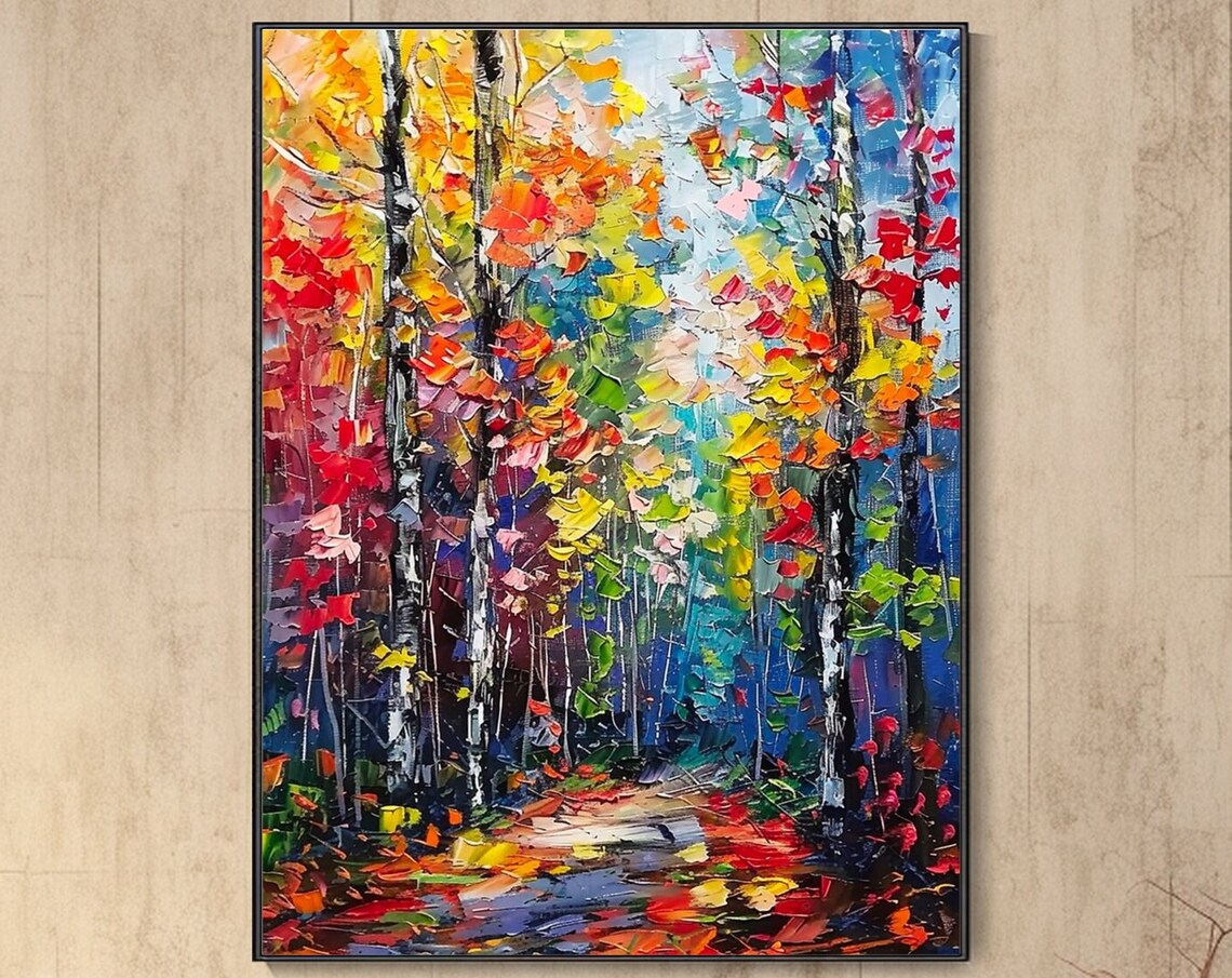 Autumn Forest Trail Oil Painting Landscape Poster