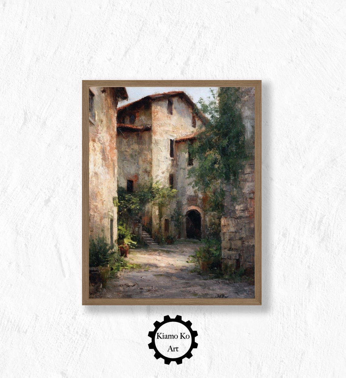 Old Italian Stone Courtyard With Archway And Climbing Ivy Poster