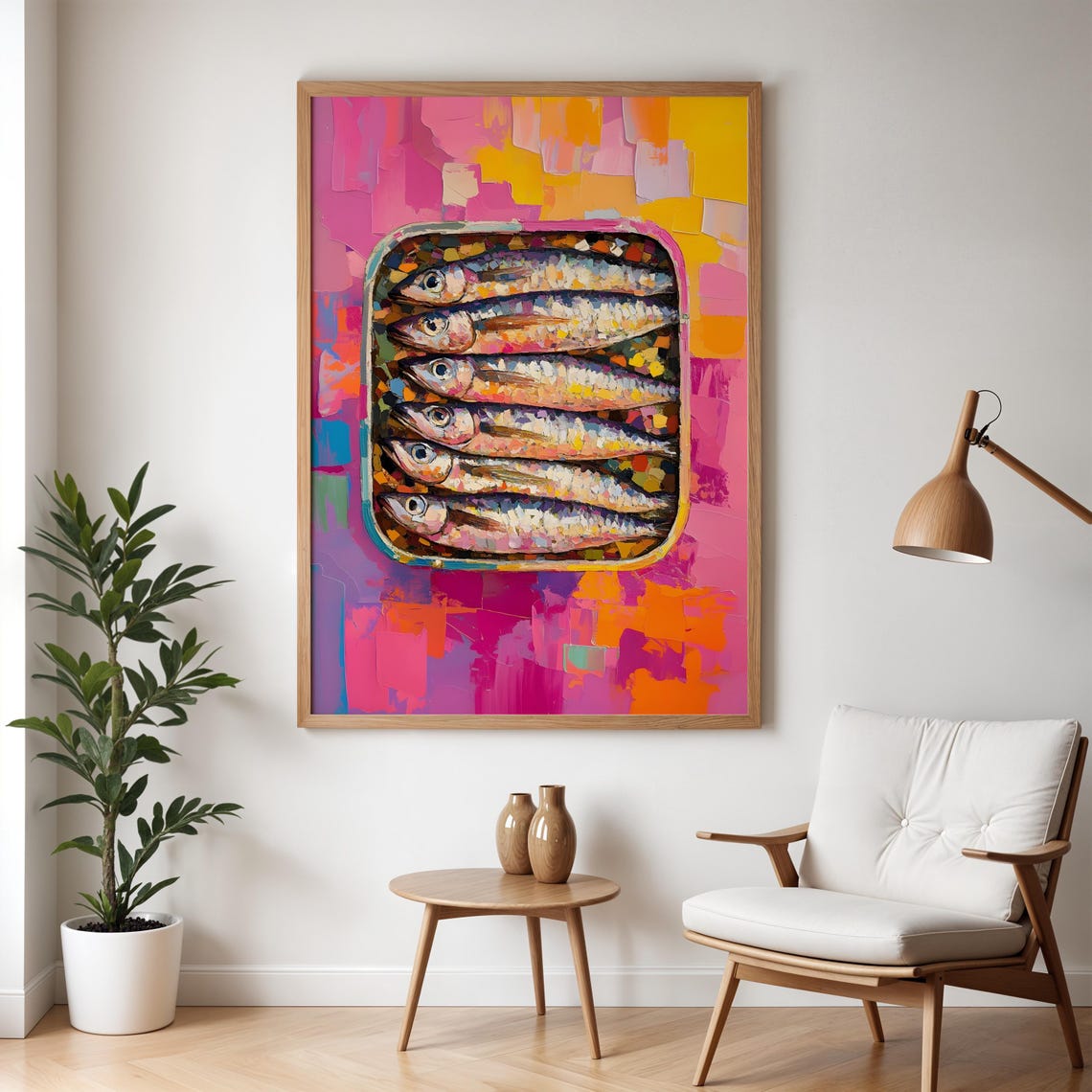 Sardine Tin Still Life On A Bold Pink Abstract Background Poster - Image 3