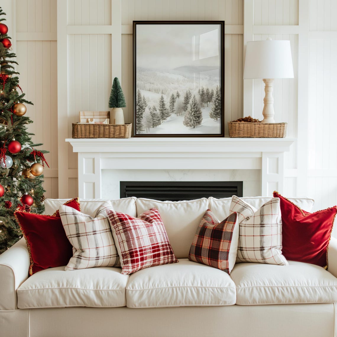 Snowy Winter Forest Minimalist Scandinavian White Christmas Poster - Image 4