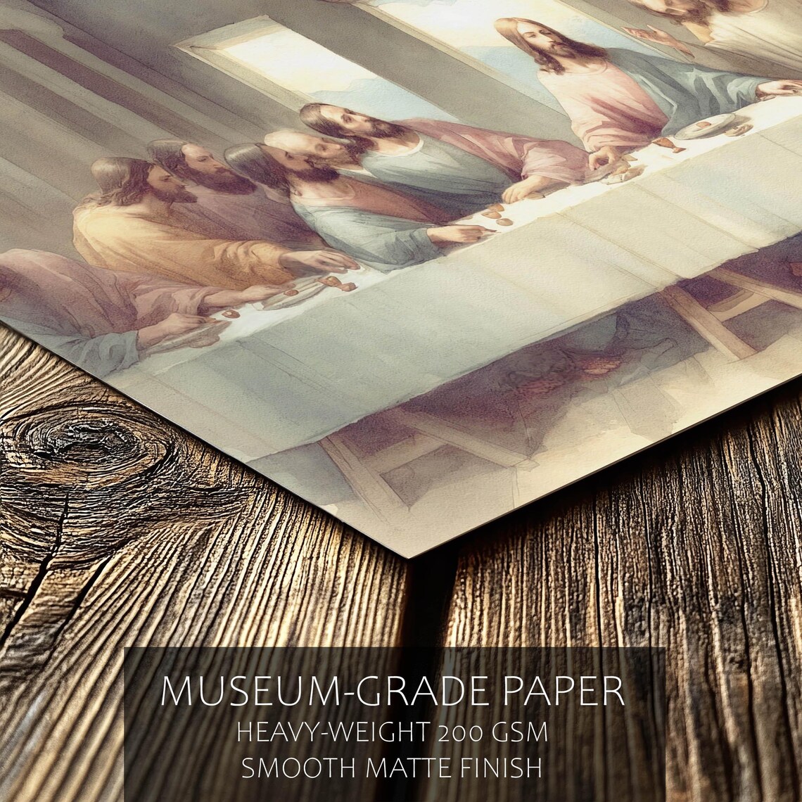 The Last Supper Watercolor Jesus With Twelve Disciples Panoramic Christian Poster - Image 2