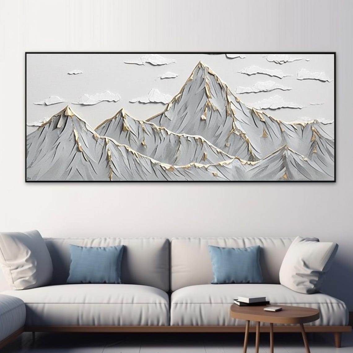 Original Baishan Painting Abstract Hand Painted 3d Mountains Painting Golden Snow Mountain Painting Wall Decoration Art Decoration - Image 3