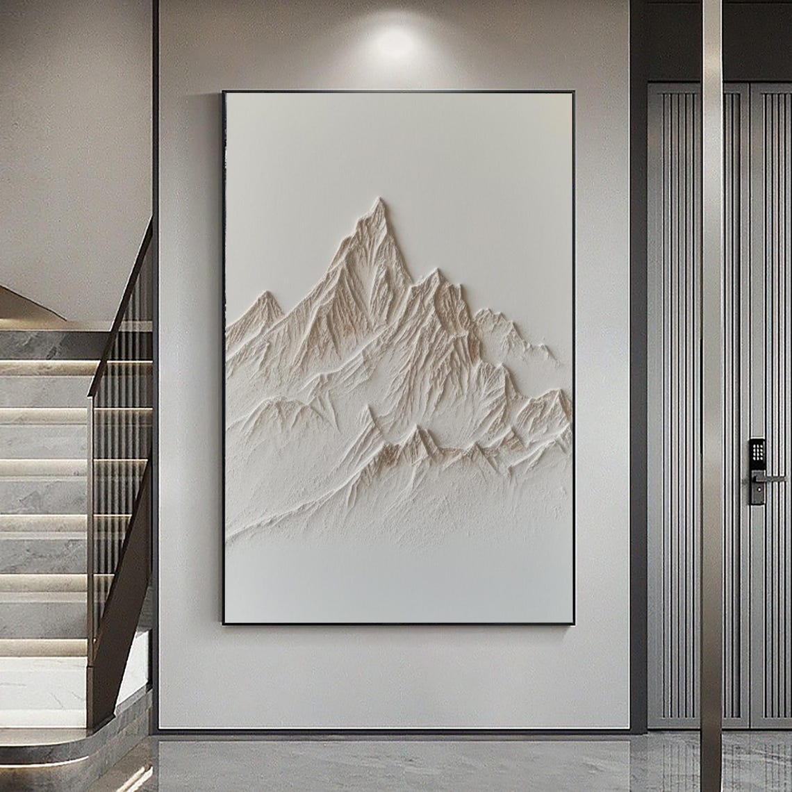 Original White Brown Texture Wall Painting Large White 3d Texture Mountain Original White Mountain White Mountain Painting Home Decoration - Image 3