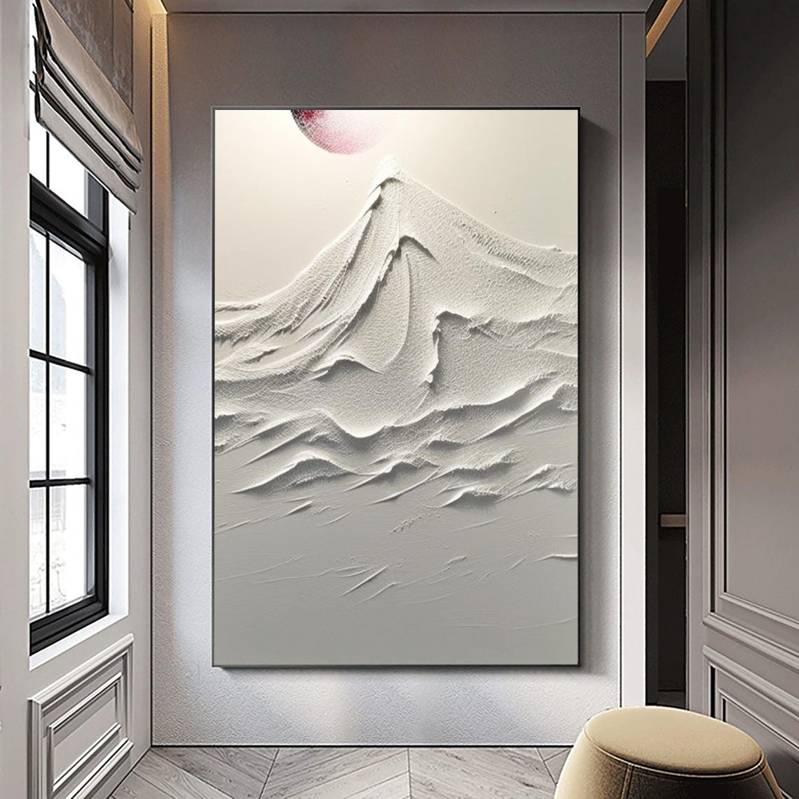 White Mountain Painting On Large White Mountain Texture Painting Original White Mountain Painting On White Snow Mountain - Image 2