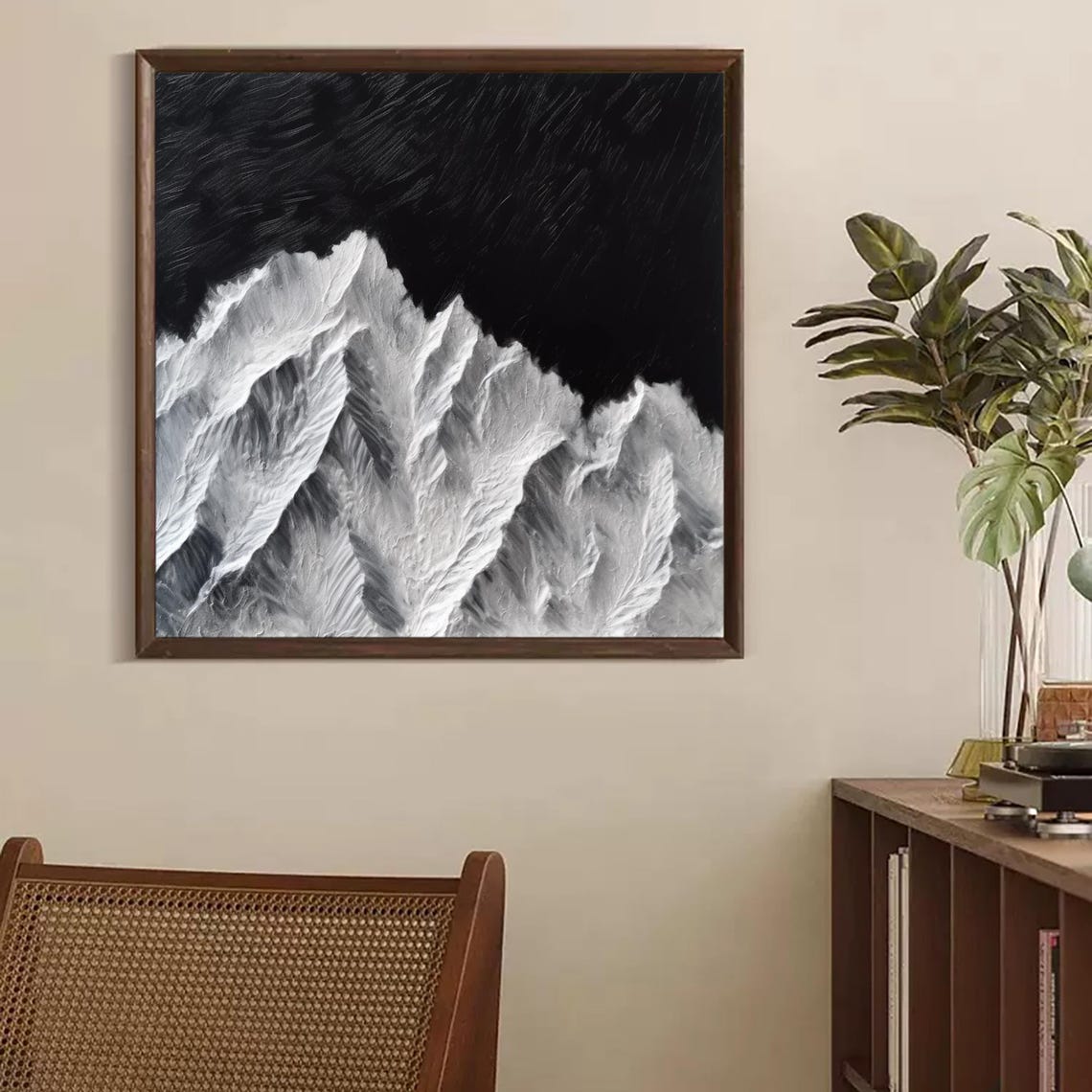 Original White Mountain Painting On Abstract Snow Mountain Wall Art Textured Painting Extra Large Mountain Hand Painted Textured Art - Image 3