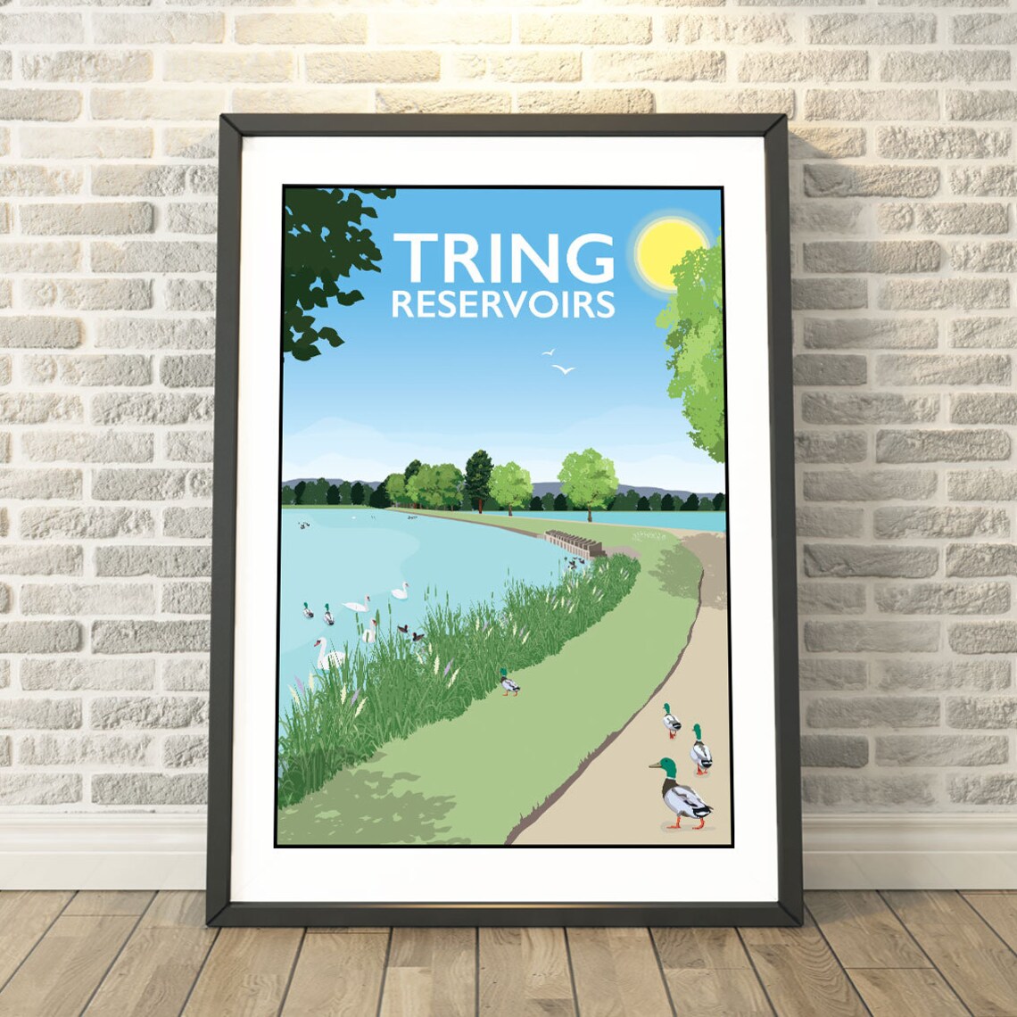 Tring Reservoir Hertfordshire Travel Poster, Memory