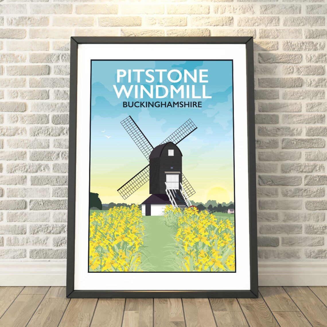 Pitstone Windmill Buckinghamshire Travel Poster, Memory