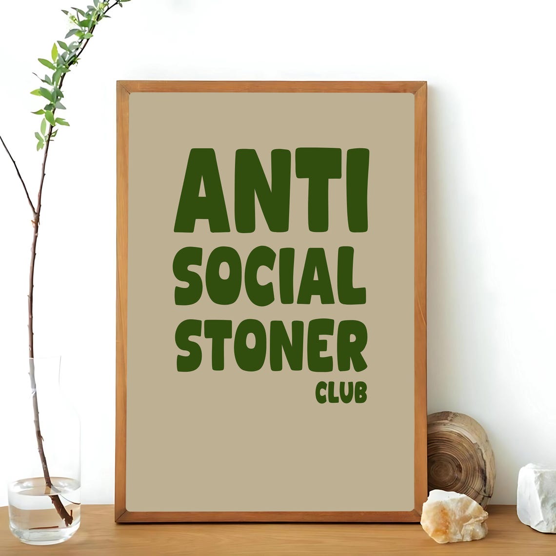 Anti Social Stoner Club Poster Trendy Cannabis Apartment Decor Funny Stoner Prints Green Bar Cart Decor Poster Wall Art Cute Stoner Gifts - Image 3
