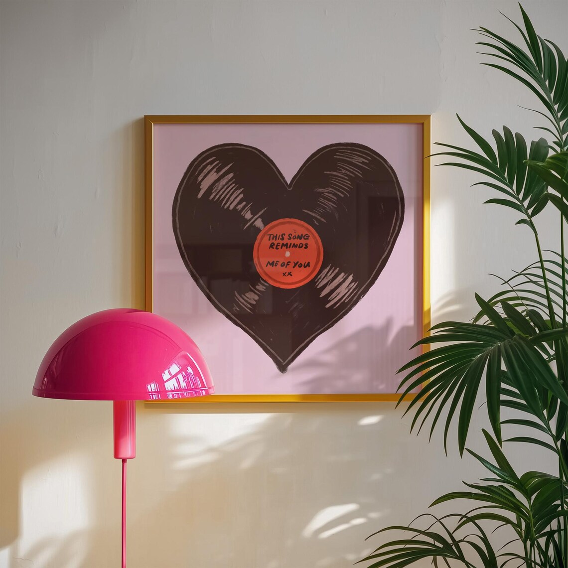 Heart Shape Vinyl Wall Art, Retro Music Love Note