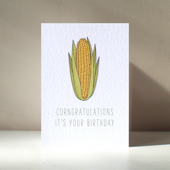Corngratulations A6 Personalised Corn On The Cob Corny Cheesy Vegetable Vegan Silly Funny Cute Pun Anniversary Love Birthday Greeting Card