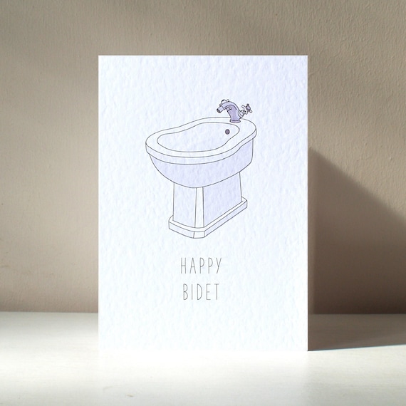 Birthday Bidet A6 Personalised Toilet Bathroom Bum Butt Funny Pun Happy Birthday Love Greeting Card