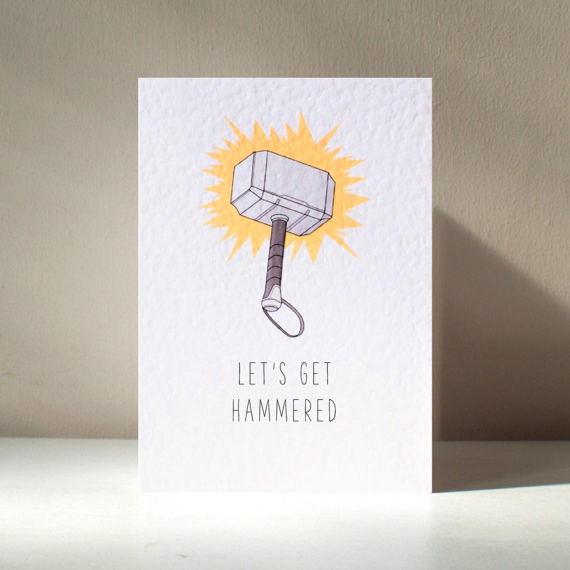 Superhero Style Hammer Lets Get Hammered Birthday Card Poster
