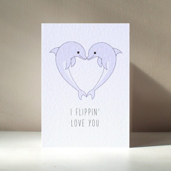 I Flippin Love You Personalized Dolphins Heart Pun Art Print