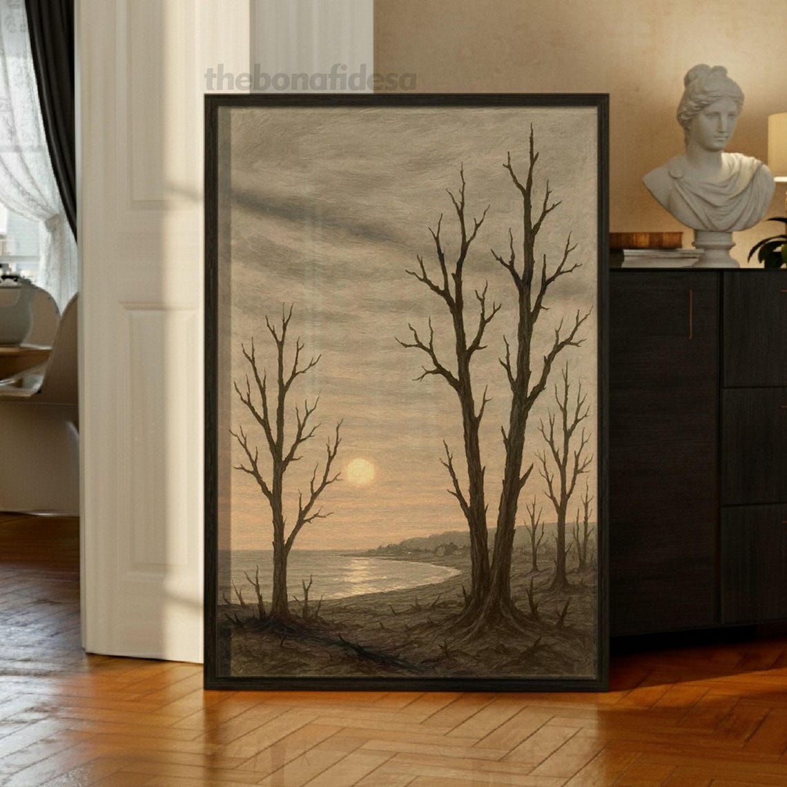 Bare Trees at Dusk Moody Dark Landscape Gothic Nature Wall Art