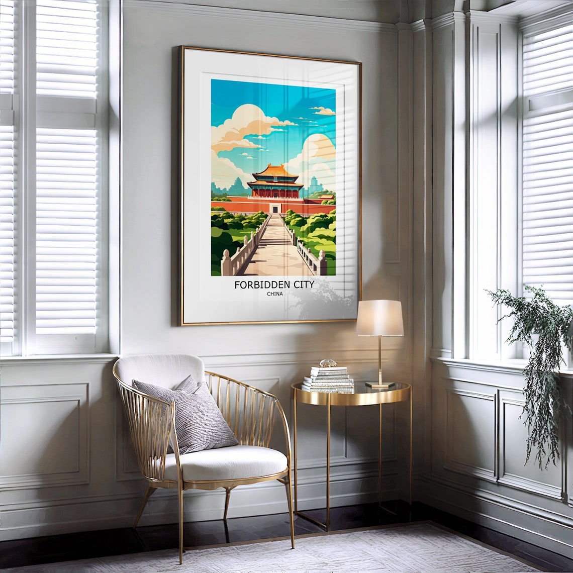 Forbidden City China Imperial Palace Red Walls Vintage Travel Poster - Image 2