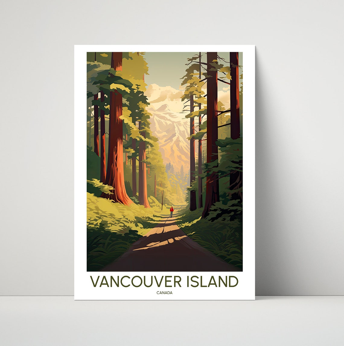 Vancouver Island Canada Old Growth Forest Trail Hiker Poster