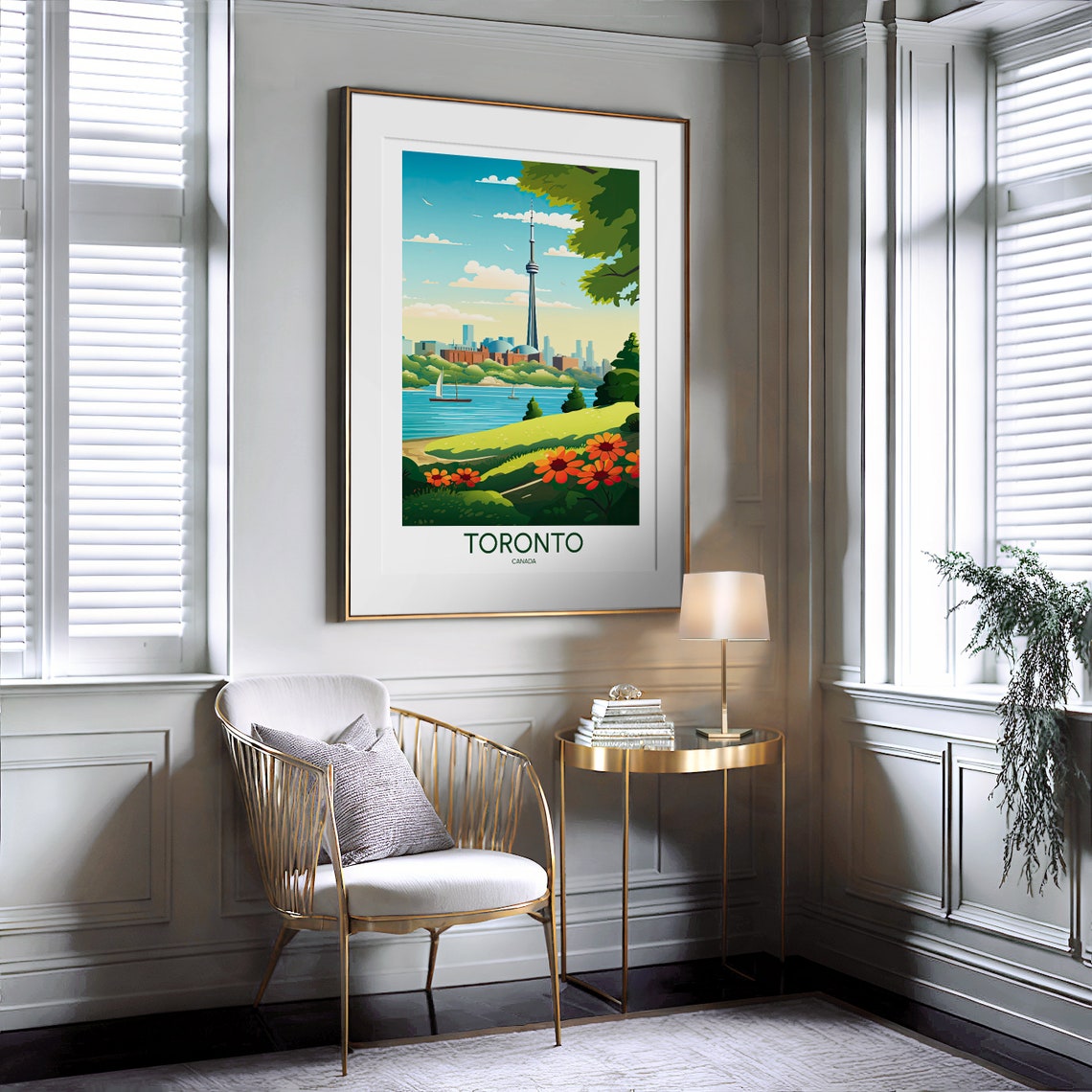 Toronto Canada CN Tower Skyline Sailboats Flowers Travel Poster - Image 2