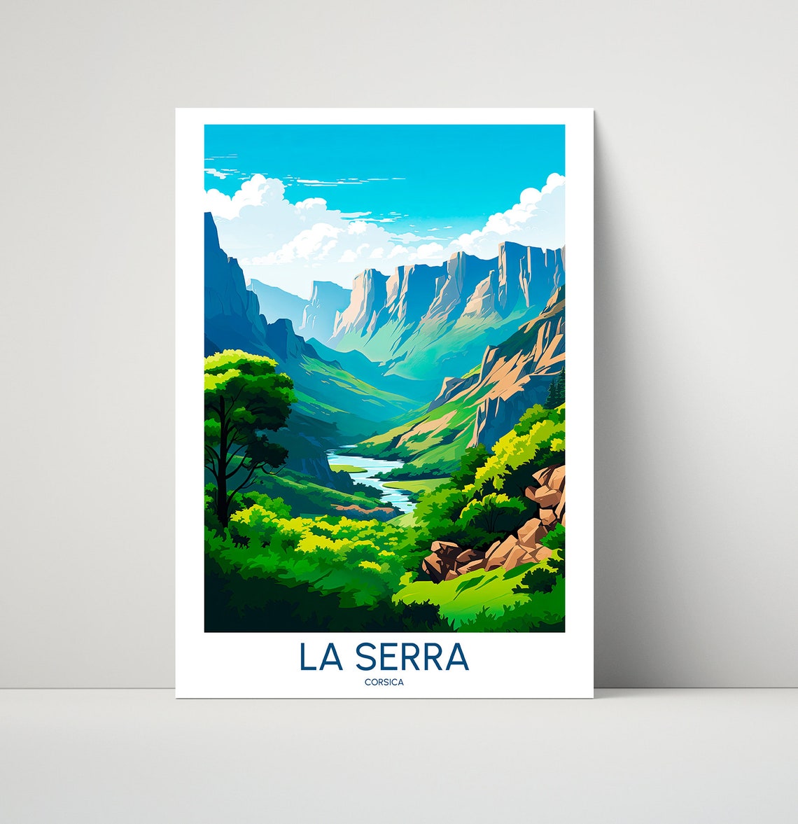 La Serra Corsica France Mountain Gorge River Landscape Poster