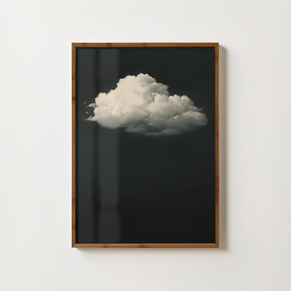 Moody Cloud Print Minimal Cloud Painting Night Sky Wall Art Trendy Cloud Poster Dark Academia Art Antique Gothic Decor Black Goth Prints