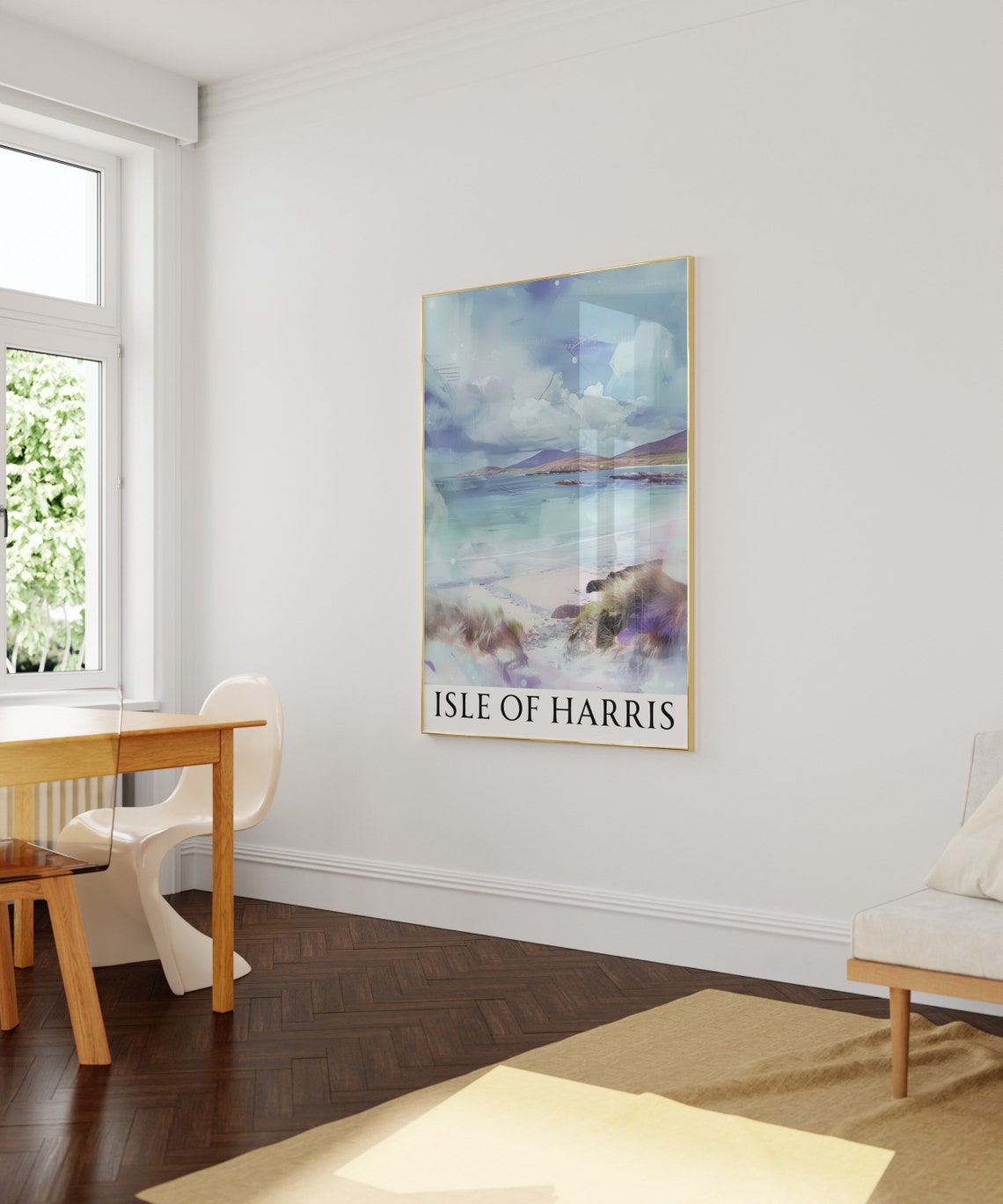 Isle of Harris Pastel Pink Beach Dunes Watercolor Art Poster - Image 4