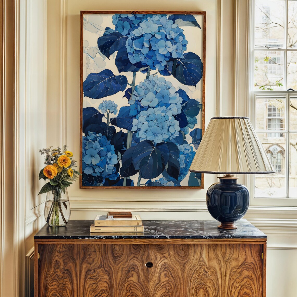 Blue Hydrangea Vintage Botanical Wall Art Print - Image 2