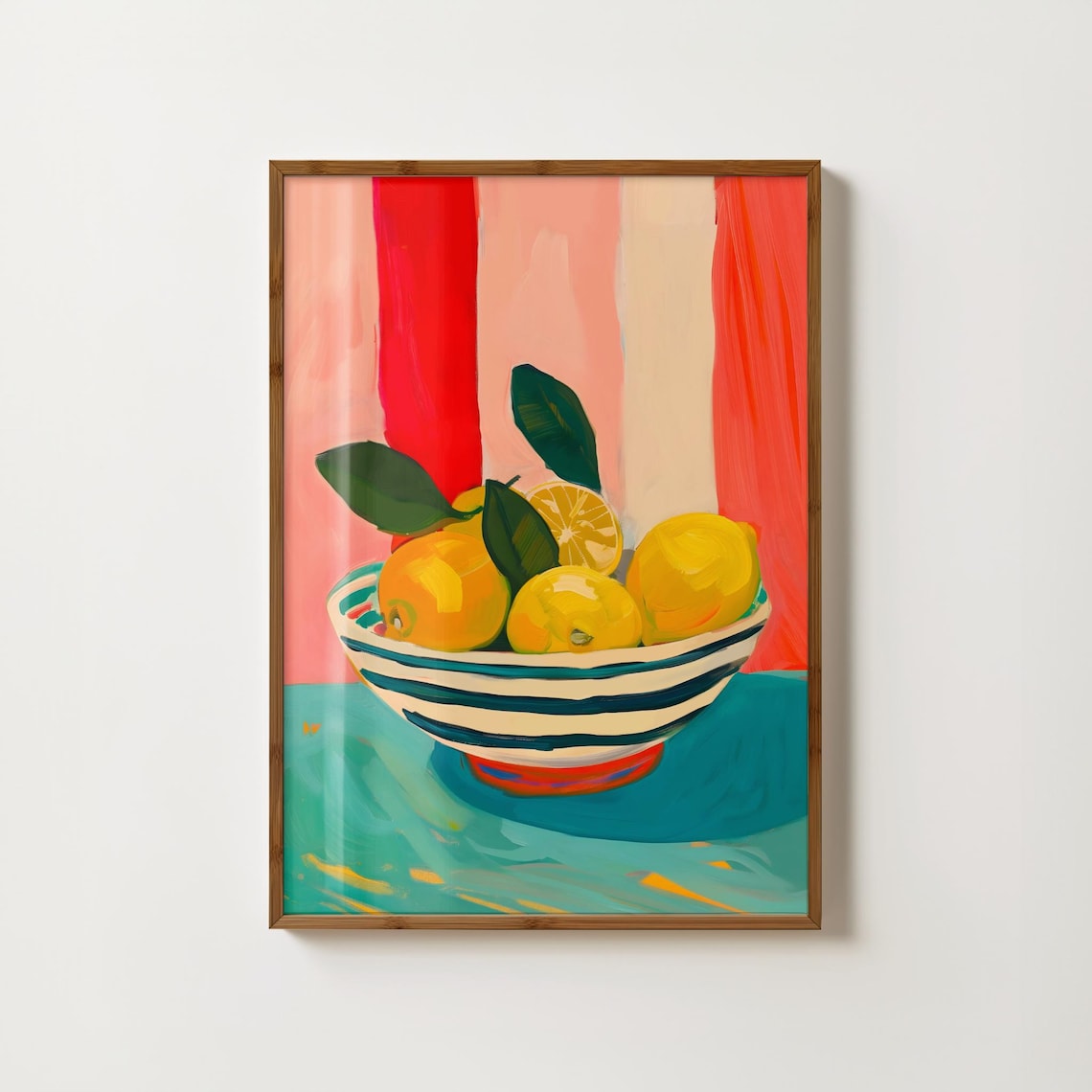 Bowl Of Lemons Colorful Kitchen Still Life Painting Art Poster