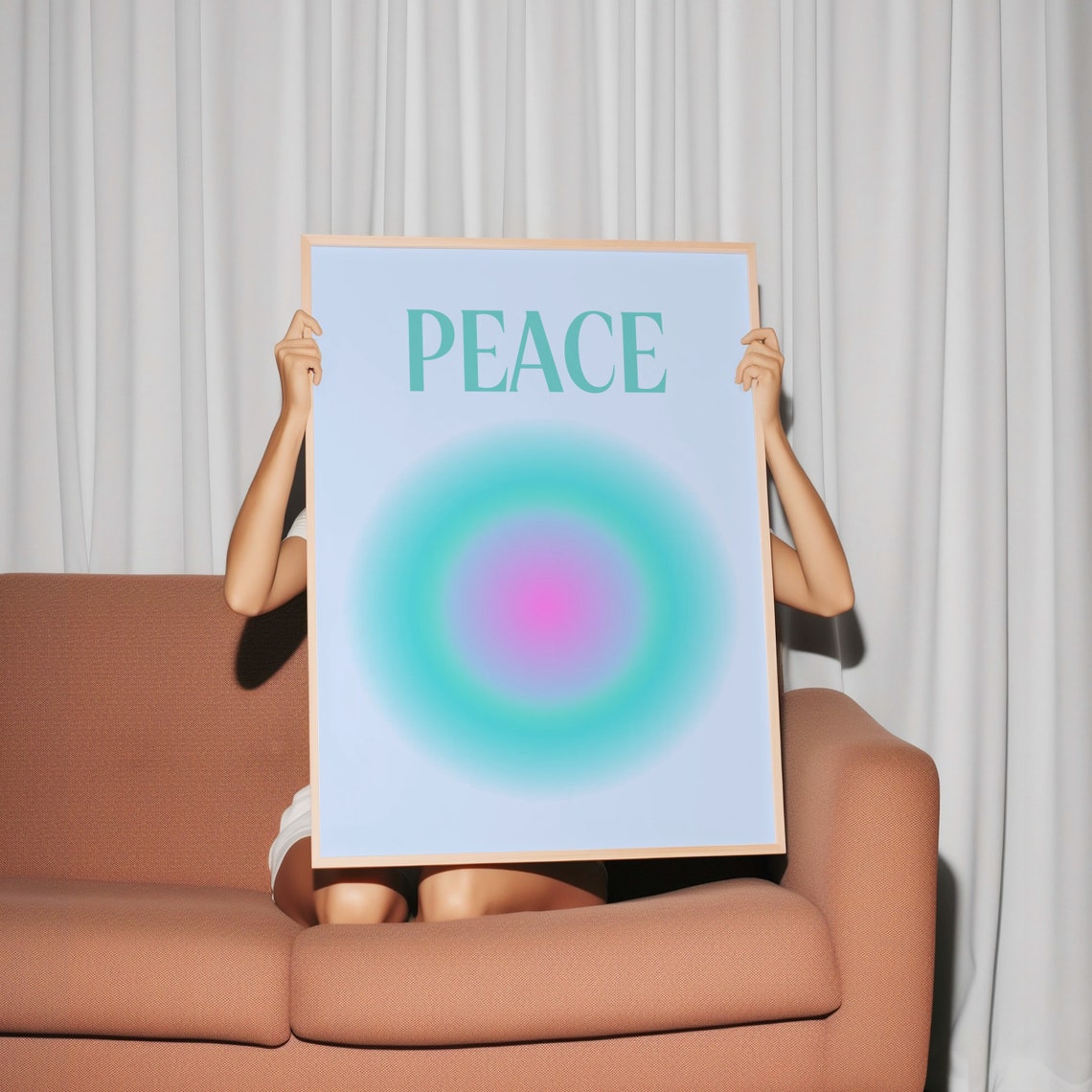 Peace in Soft Blue Aura Typography Gradient Mindfulness Poster - Image 2