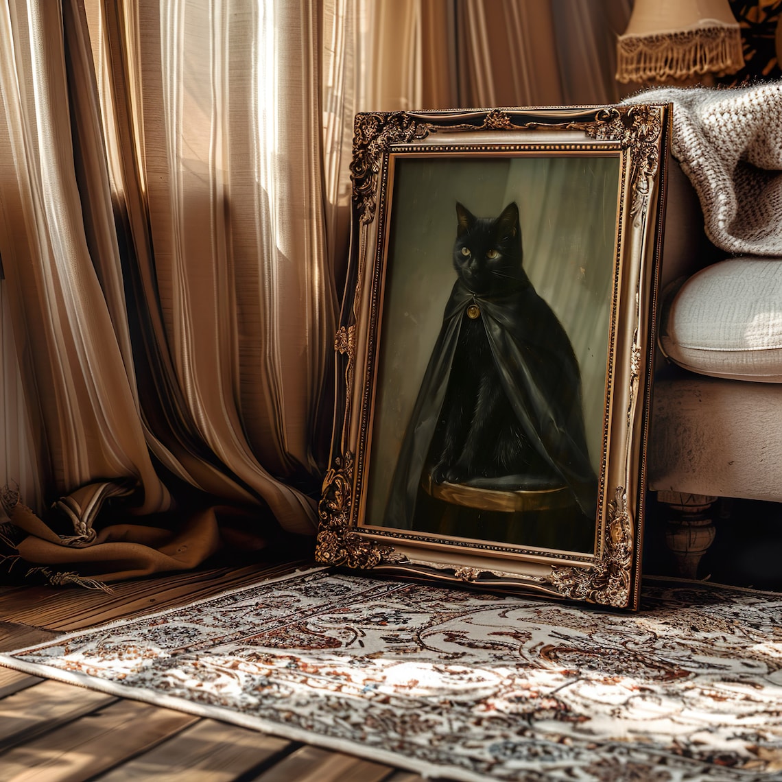 Gothic Black Cat Art Print, Witchy Dark Academia - Image 3