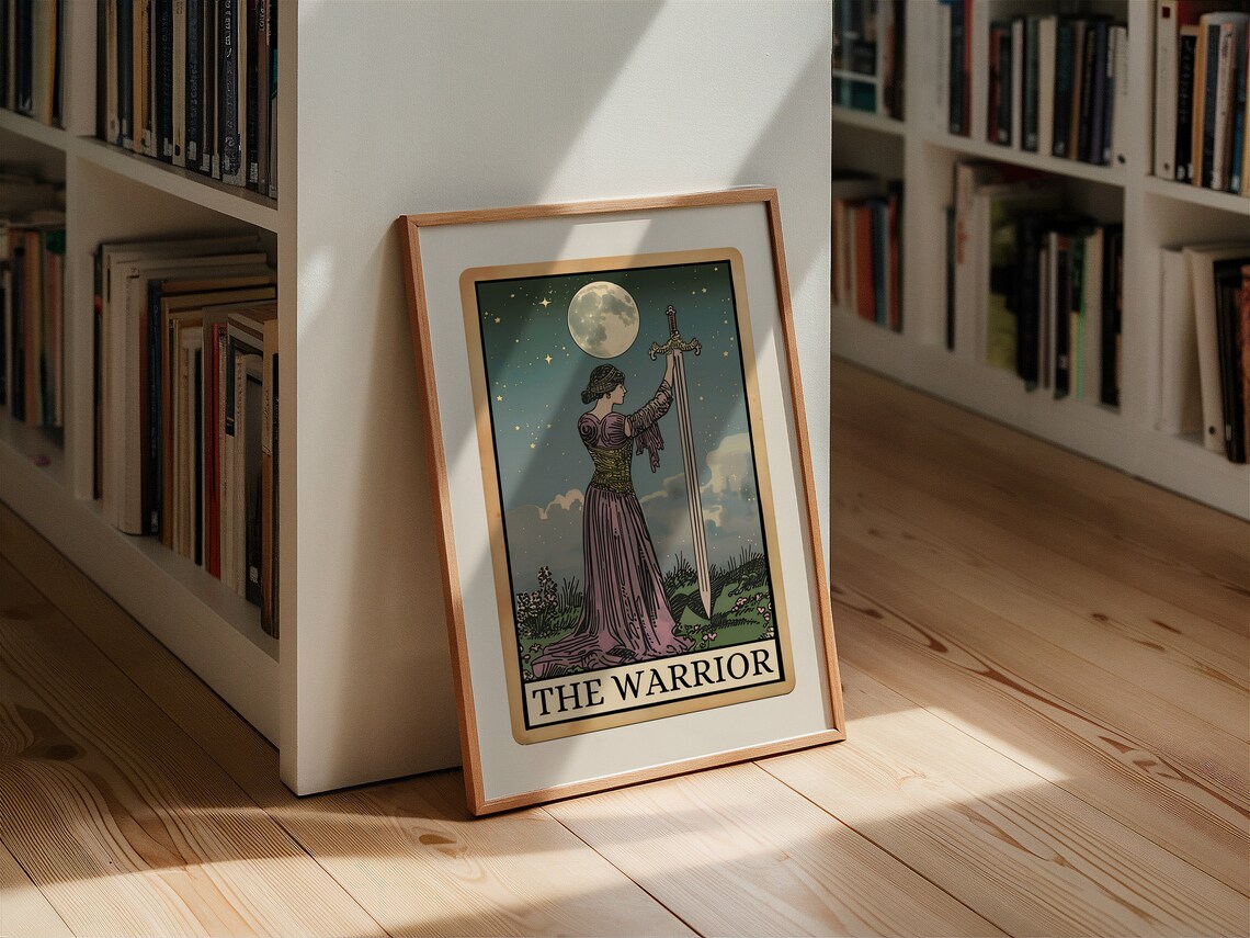 Warrior Tarot Card, Boho Spiritual Art Print - Image 2