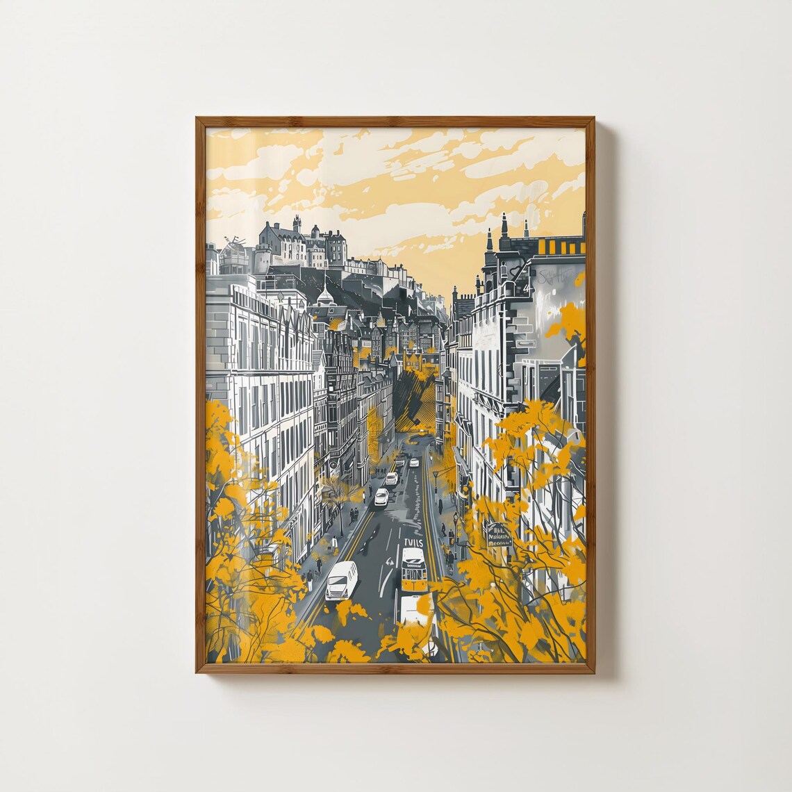 Edinburgh Castle Travel Poster, Scottish Cityscape