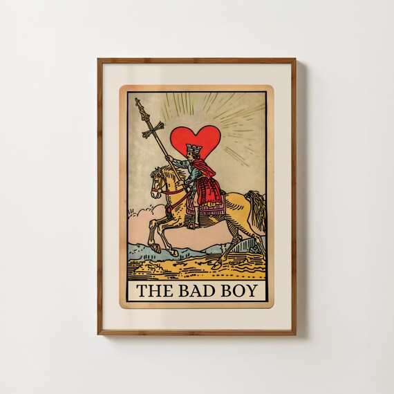 The Bad Boy Tarot Card Print Teen Bedroom Wall Art The Lovers Tarot Card Poster Funny Quote Print Witchy Decor Dorm Prints Tarot Card Gifts