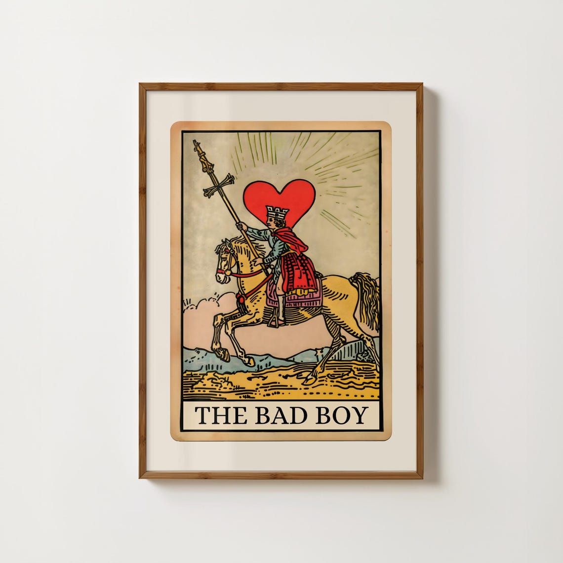 The Bad Boy Tarot Card Vintage Knight on Horseback Heart Print