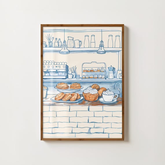 Patisserie Croissant Kitchen Bakery Wall Art Print